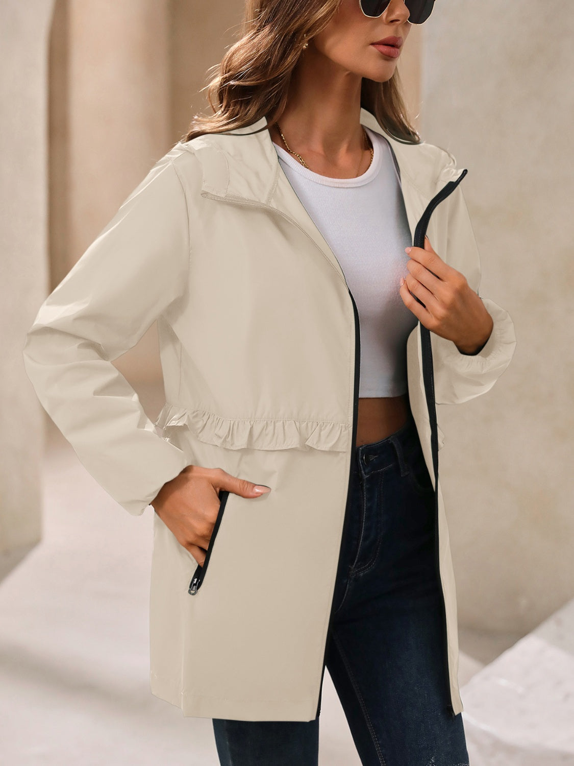 Veste à capuche zippée à manches longues