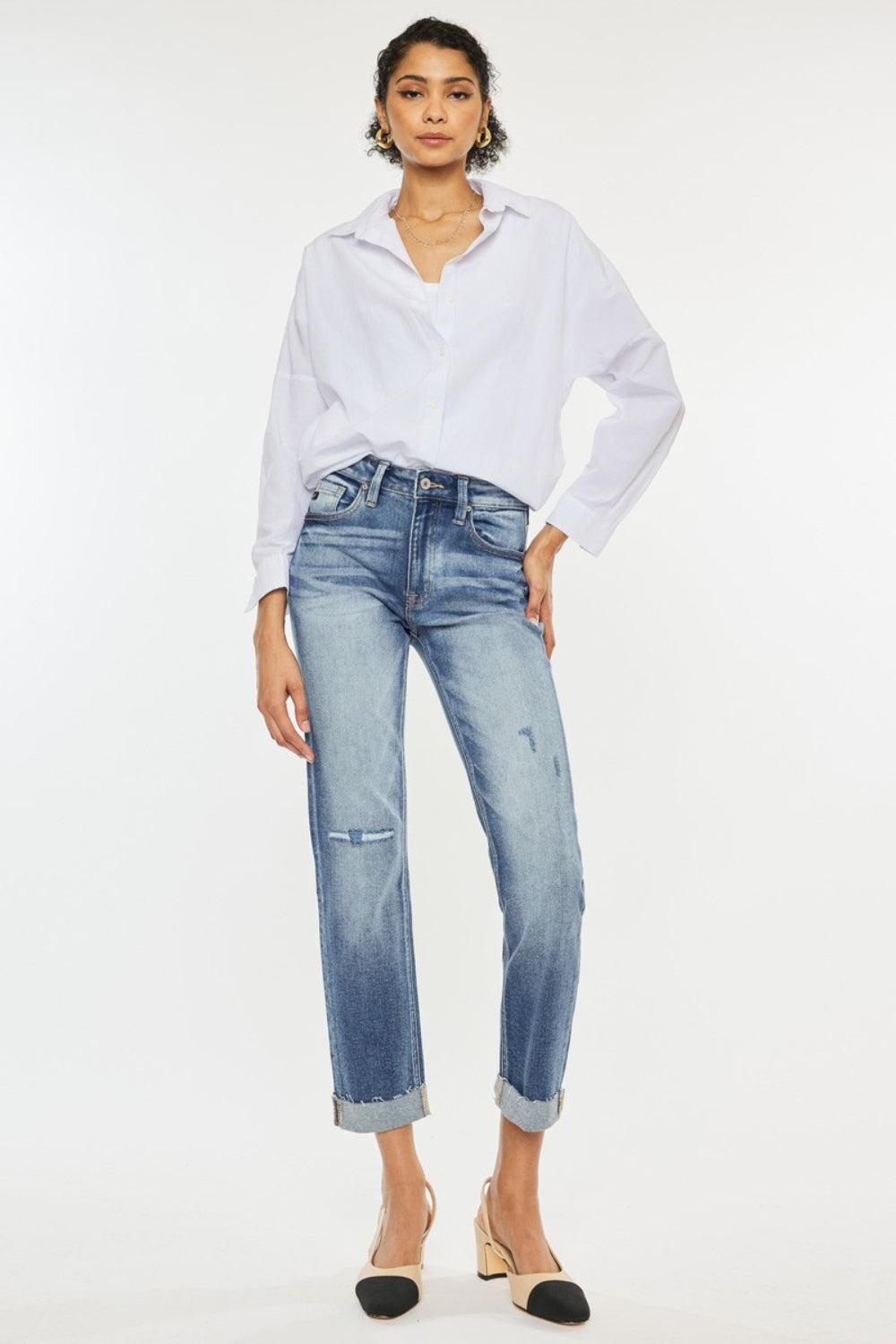 Jean droit taille haute Kancan à revers
