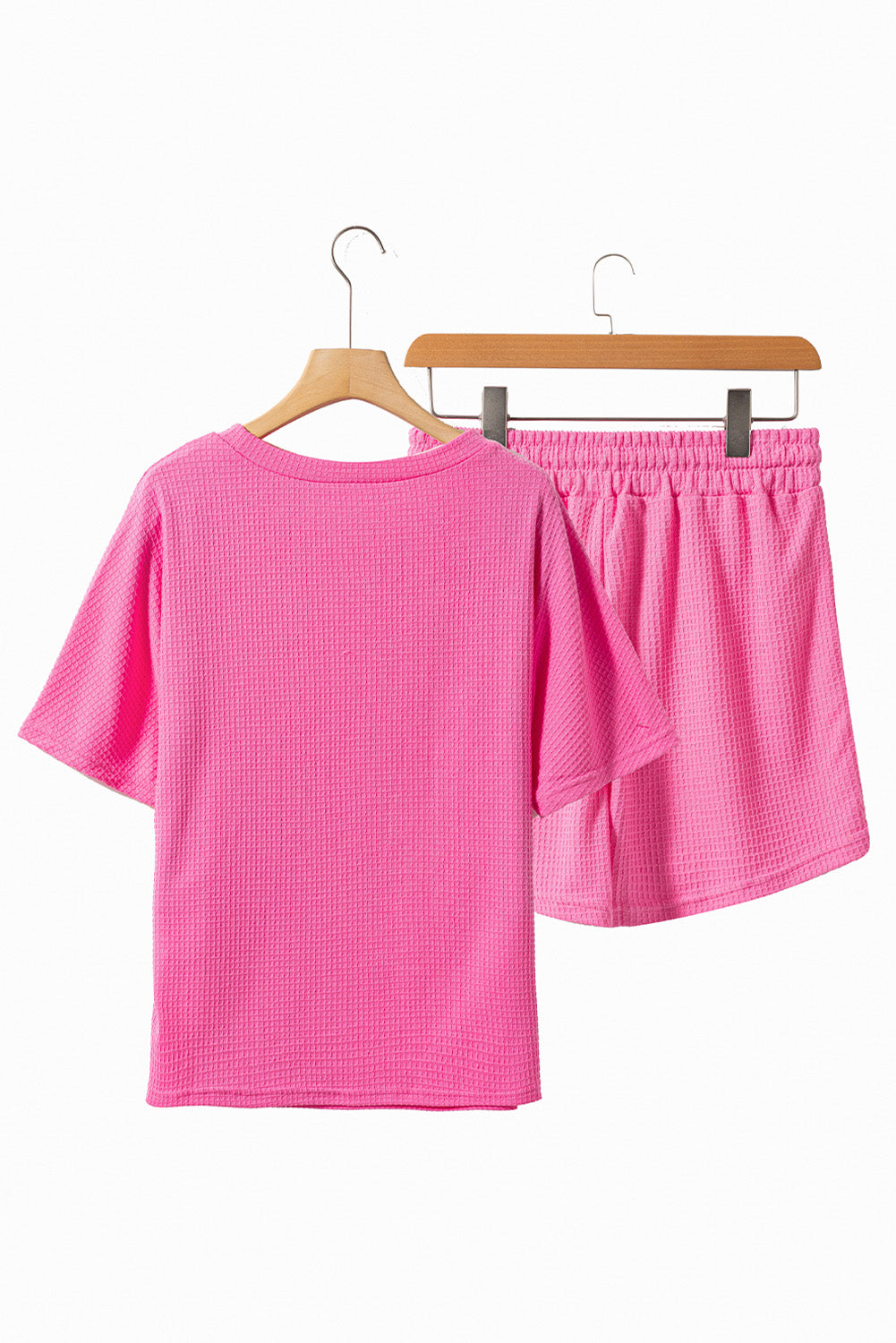 Ensemble haut et short à col rond en tricot gaufré