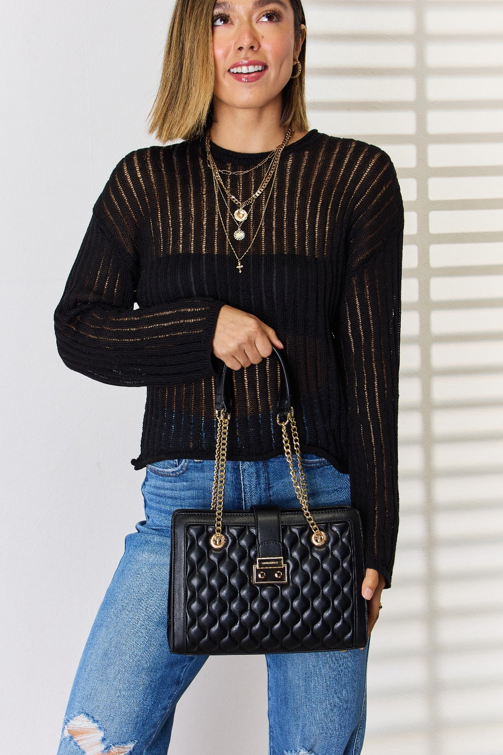 Sac à main en cuir PU matelassé David Jones