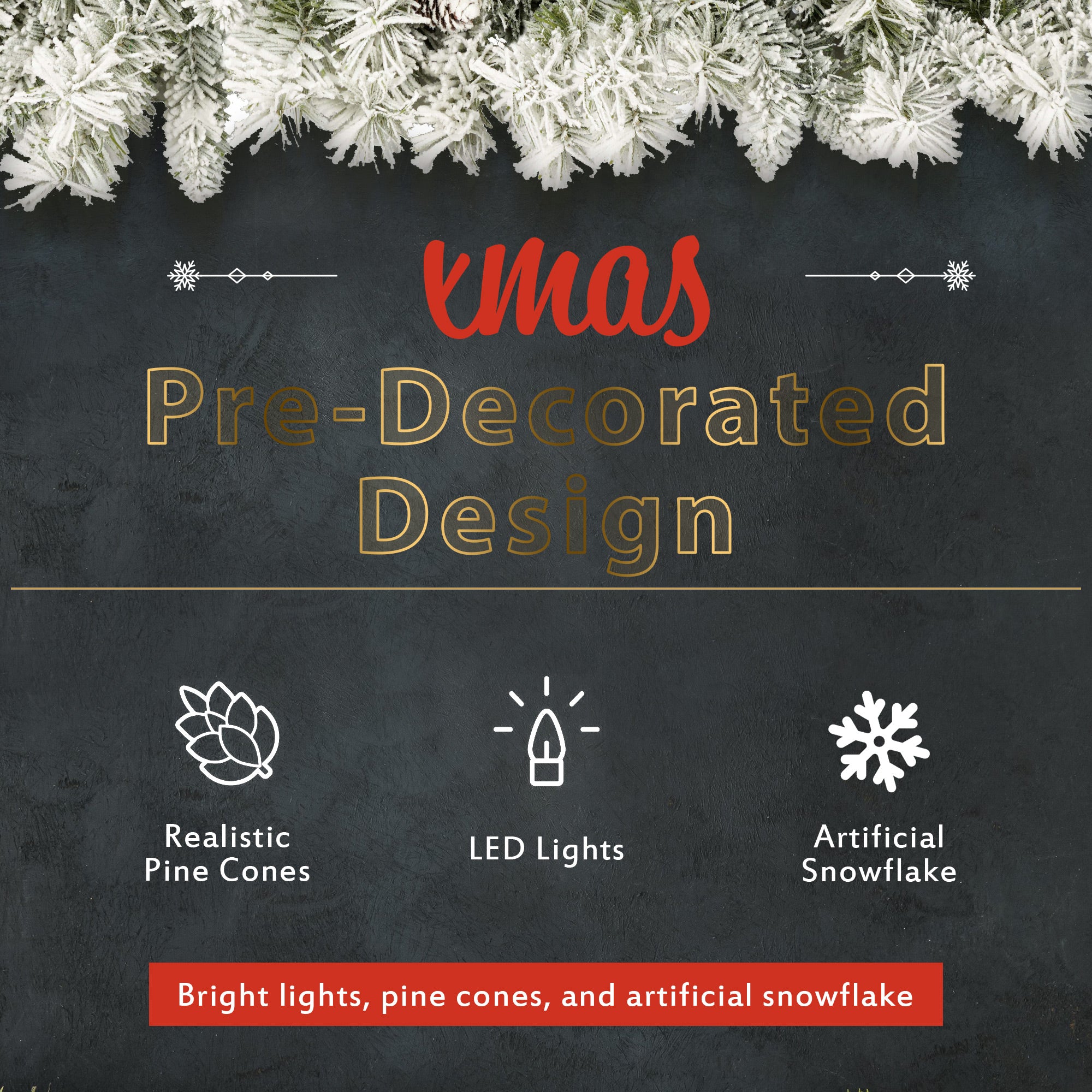 Un ensemble de 4 sapins de Noël artificiels, comprenant des guirlandes de fleurs, des guirlandes de fleurs et 2 arbres d'entrée, avec lumières LED