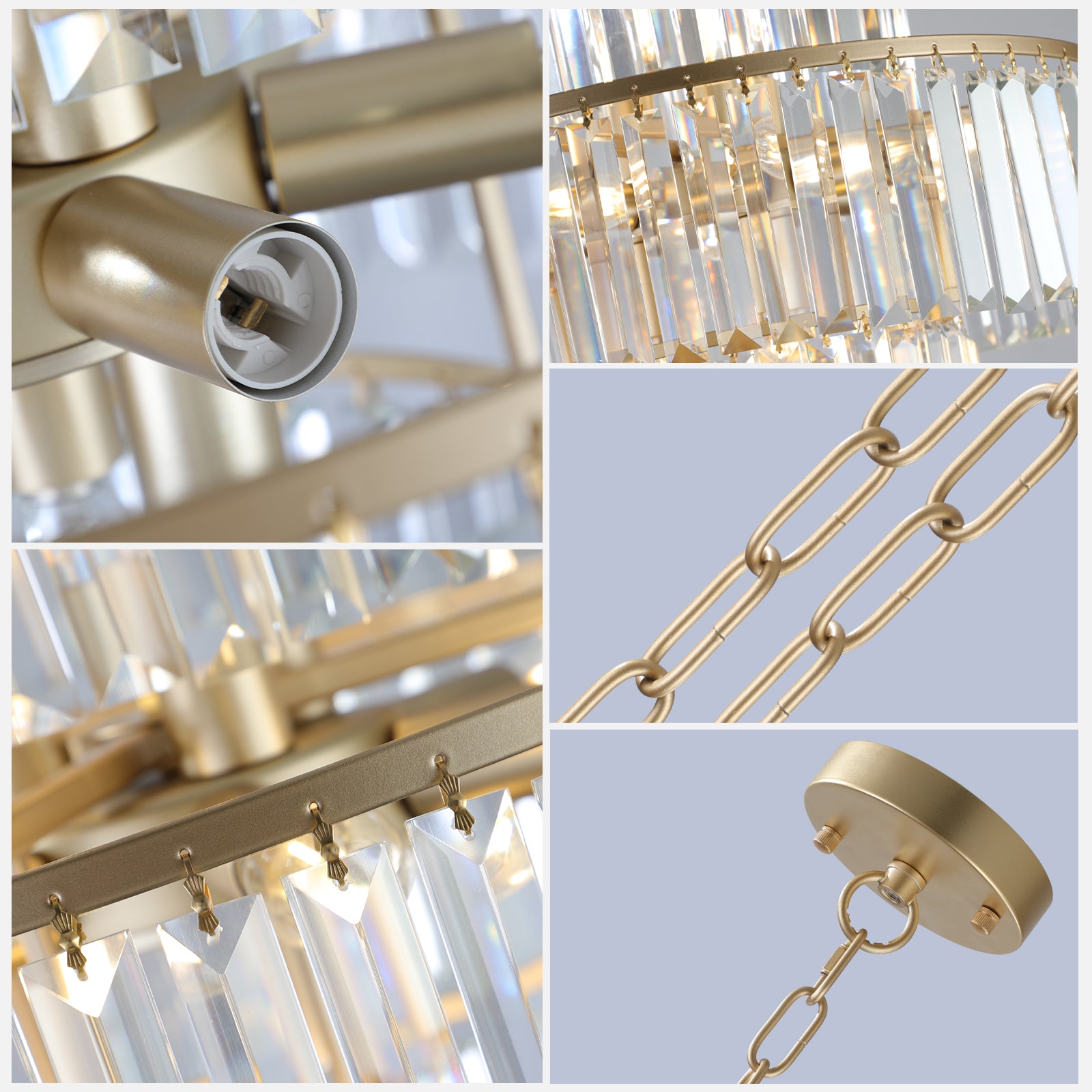 Lustre en cristal de luxe, lustre moderne, luminaire suspendu, diamètre 19,7 pouces