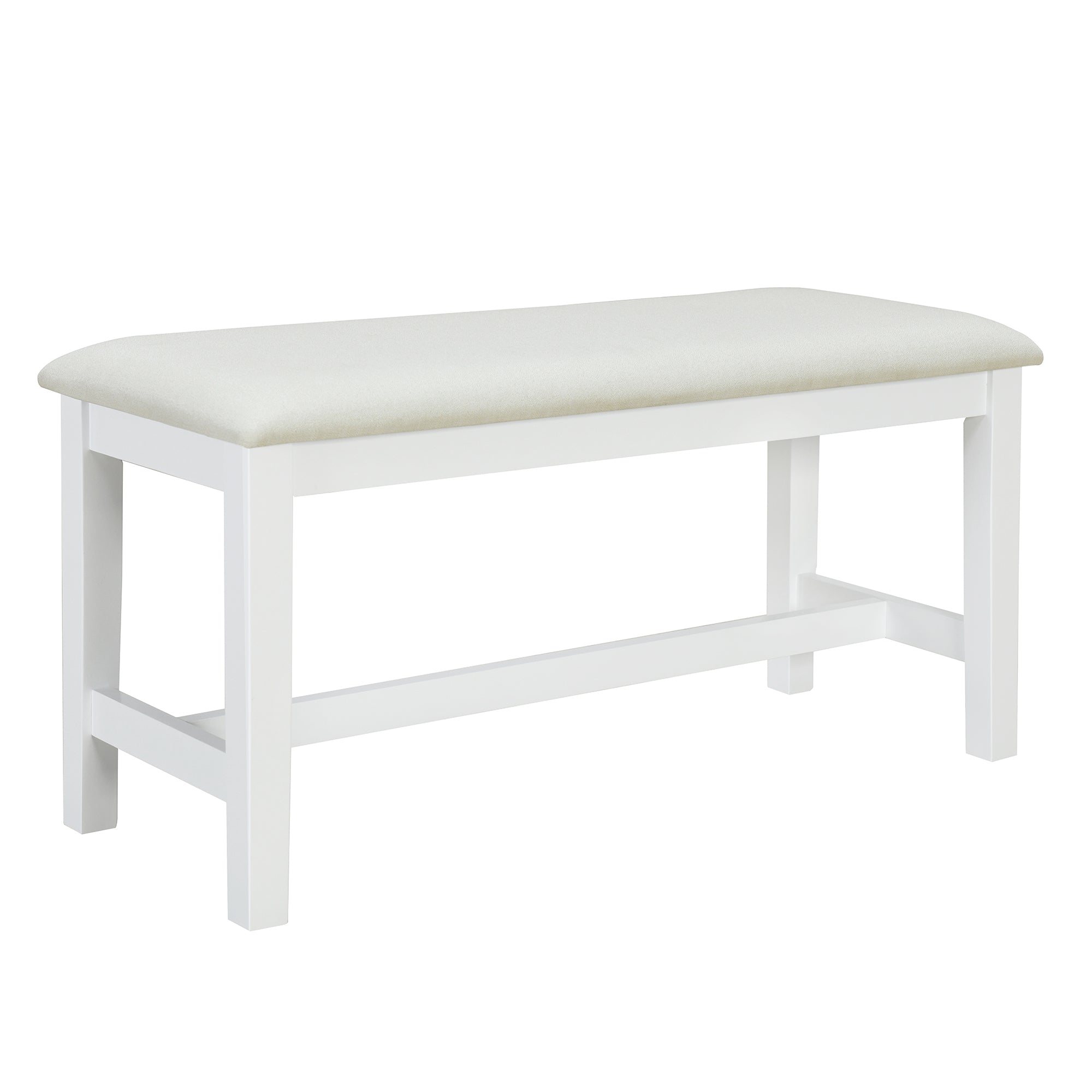 TOPMAX Farmhouse 6-Piece Trestle Dining Table Set with Upholstered Dining Chairs and Bench 59inch, White