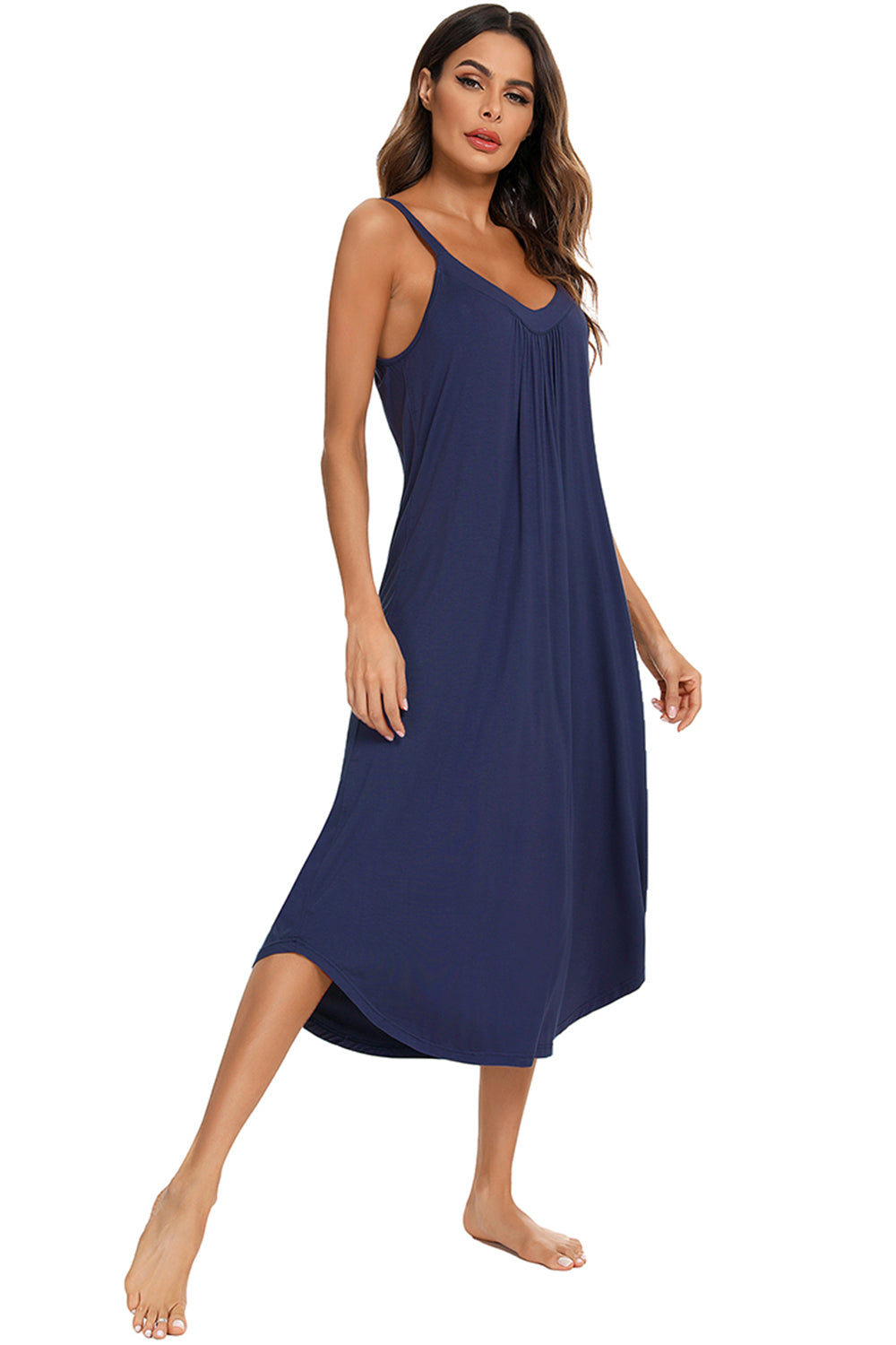 Robe midi décontractée à col en V