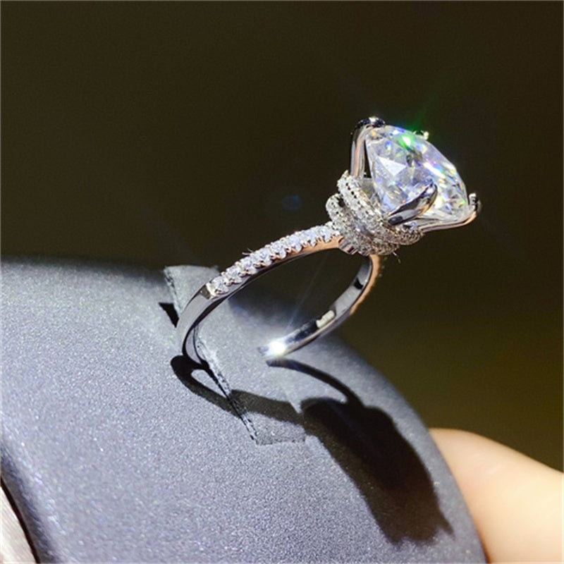 Bague en argent sterling 925 avec moissanite de 5 carats