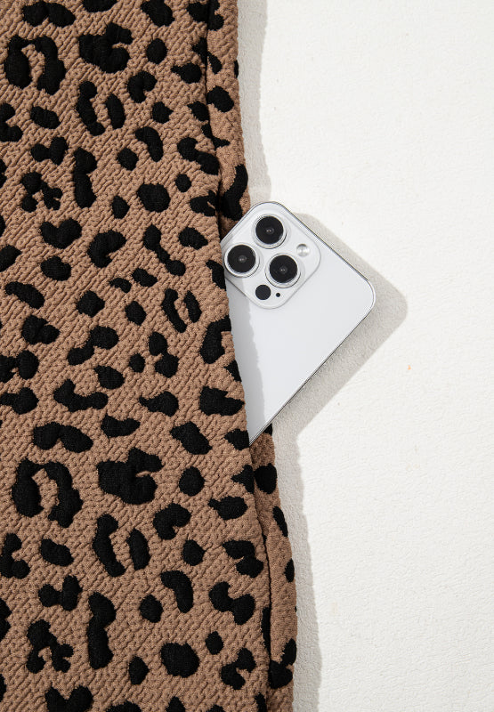 Mini-robe sans manches à col Johnny léopard