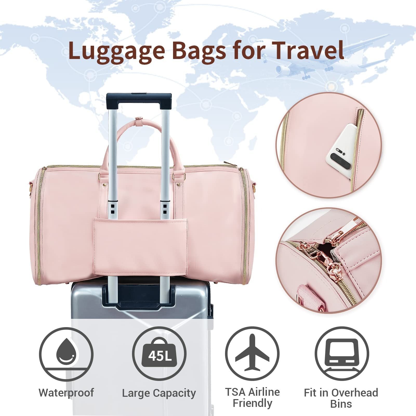 Sac de voyage, sac à costumes, trousse de toilette de voyage, sac de rangement, trousse de maquillage, rangement à la mode et portable