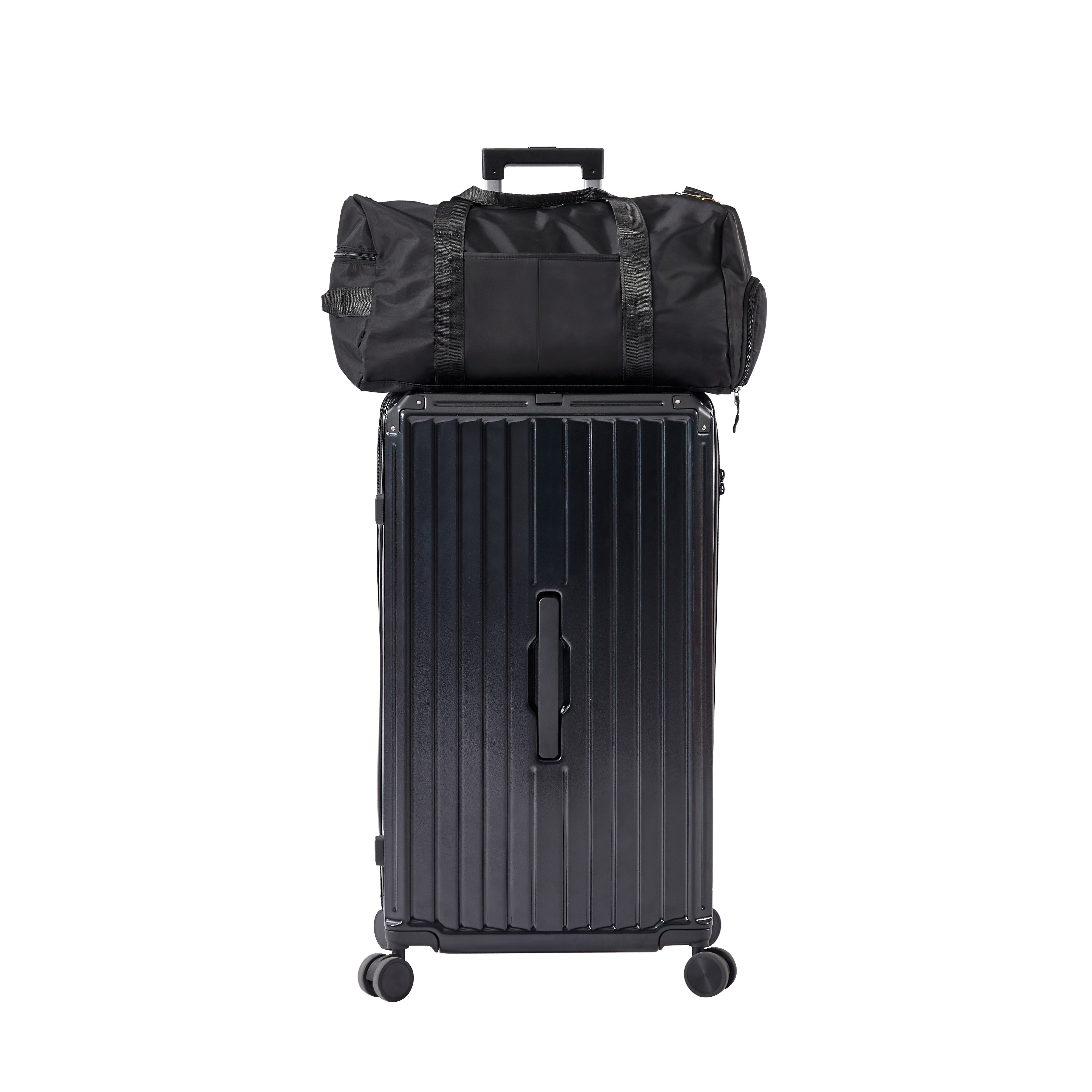 Ensemble de 4 valises (20"/24"/29"/sac de voyage), valises légères et résistantes en PC et ABS avec porte-gobelet pliable, serrure TSA, noir