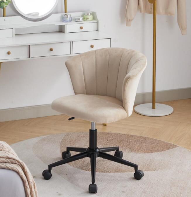 Chaise de bureau pivotante en velours en forme de fleur pour la maison, le bureau ou la chambre à coucher