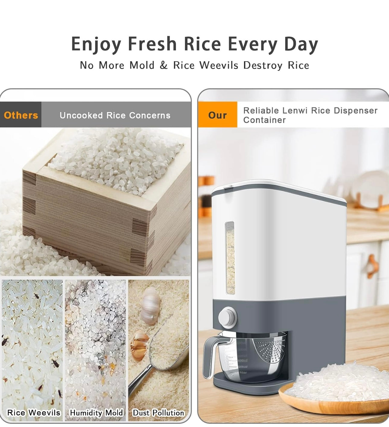 Distributeur de riz en plastique Sidas