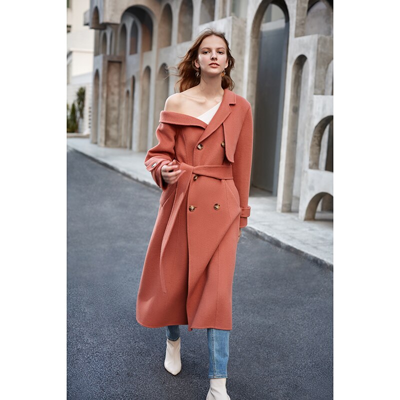 Manteau haut de gamme en laine double pour femme, pardessus asymétrique, nouvelle mode féminine, manteau en laine populaire pour femme