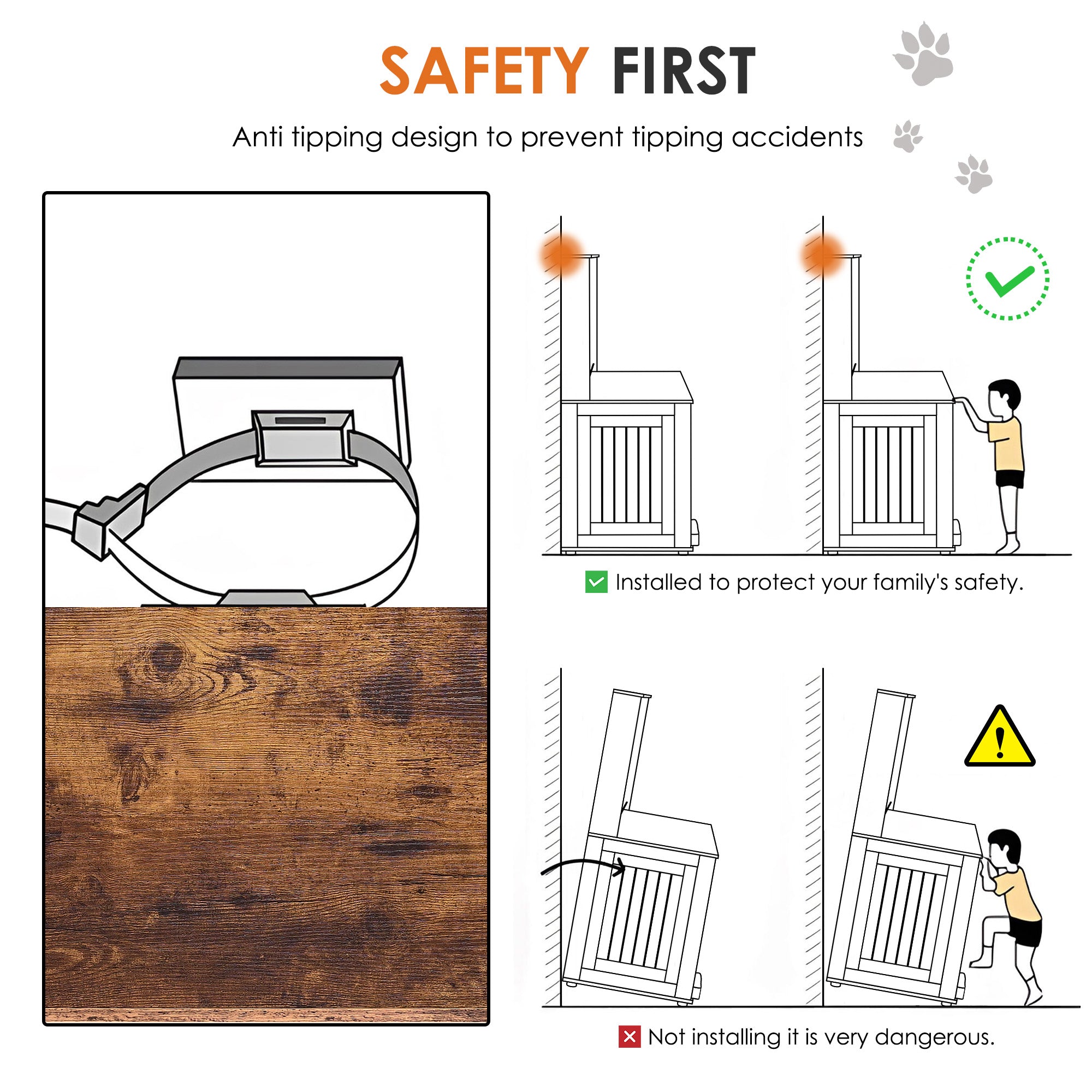 Cage pour chien, cage pour chien Graffiti, chenil avec doubles portes, mobilier d'intérieur de cage, cage pour chien en bois lourd, grand chien, blanc
