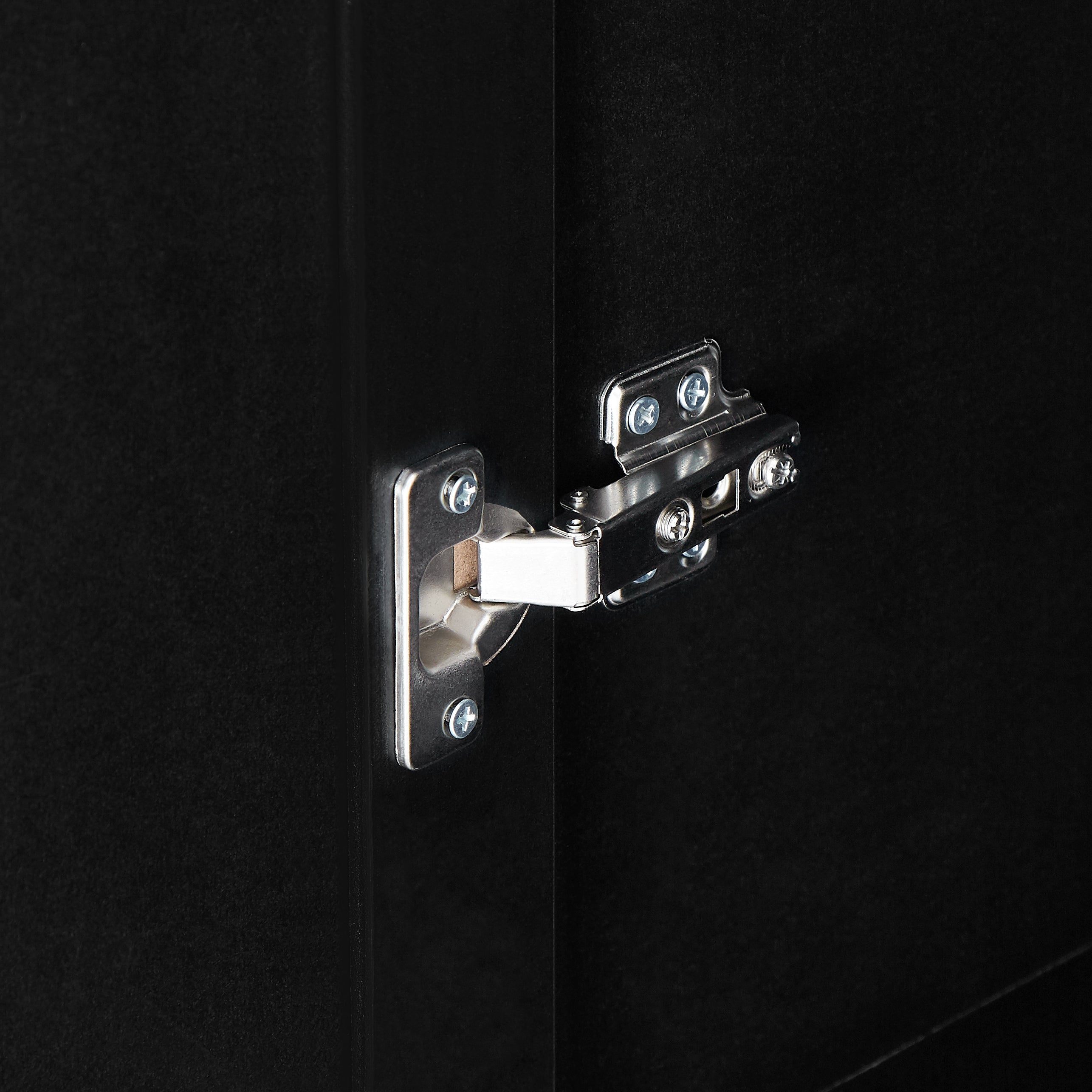 Meuble de rangement à deux portes pour salle de bain et bureau, étagère réglable, panneau MDF, noir