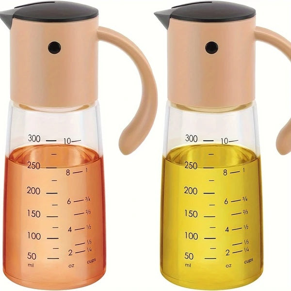 Oil & Vinegar Dispenser Condiment Dispensing Kitchen Cruet For Barbecue,Cooking, Baking,Roasting,Grill Nude 10oz Non-Drip Spout Oil Dispenser Set