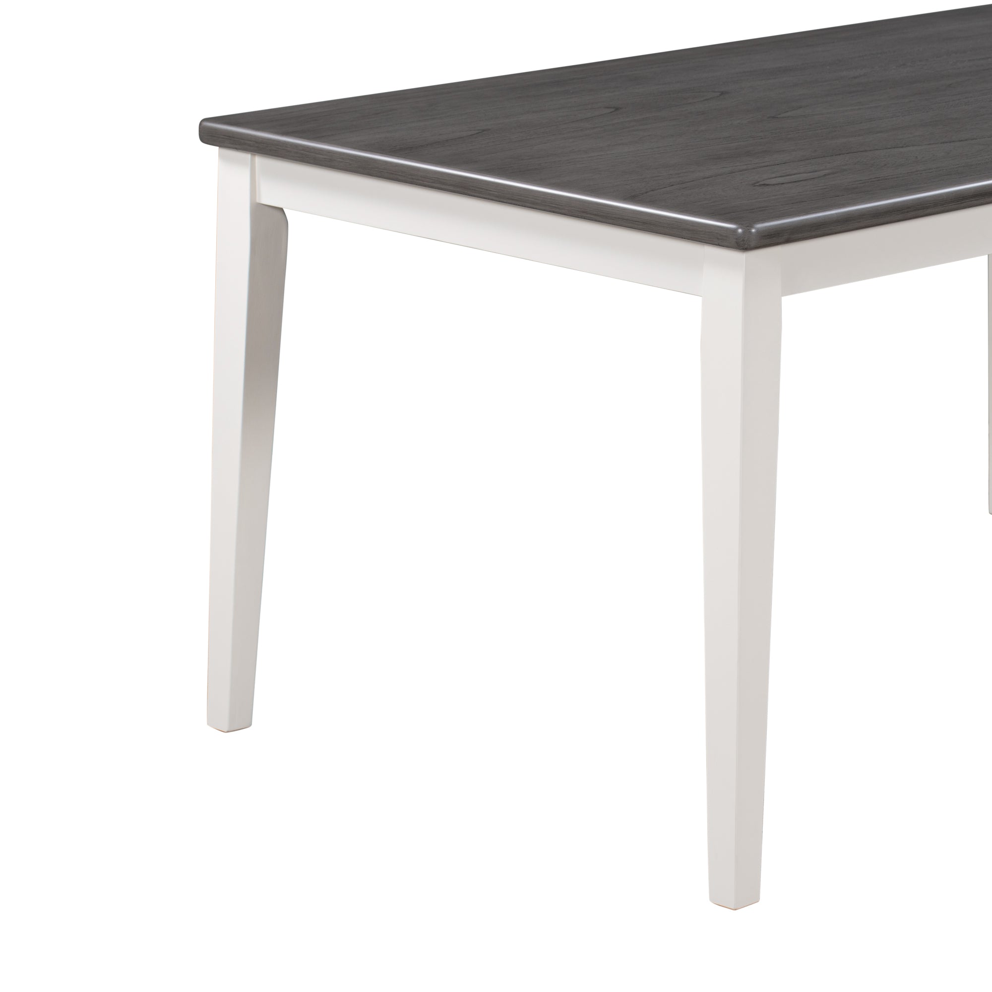 Ensemble de salle à manger TREXM de style classique et traditionnel, 6 pièces, comprenant une table à manger, 4 chaises rembourrées et un banc (blanc et gris)