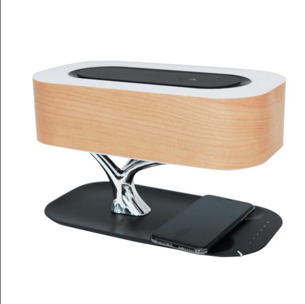Lampe de table LED moderne pour chambre à coucher, haut-parleur Bluetooth à intensité variable, chargeur de téléphone, lampe de bureau sans fil, lampe de chevet, lampe de table, lampe d'arbre