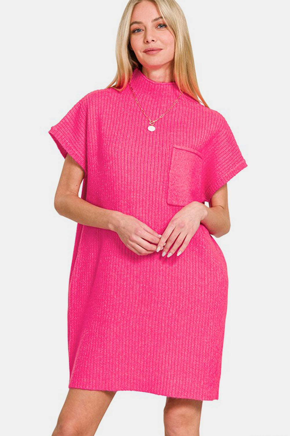 Robe mini-pull à manches courtes Zenana