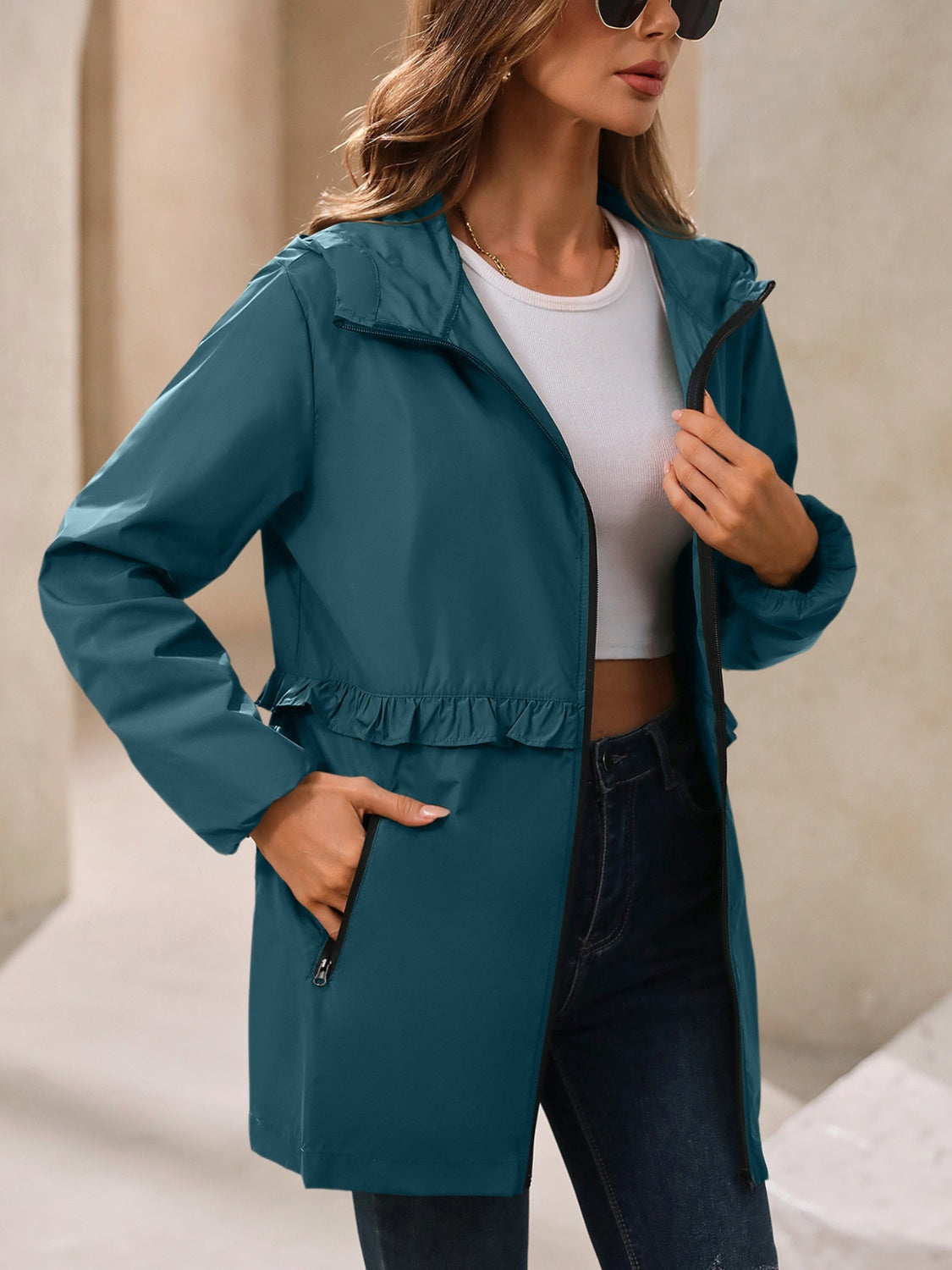 Veste à capuche zippée à manches longues