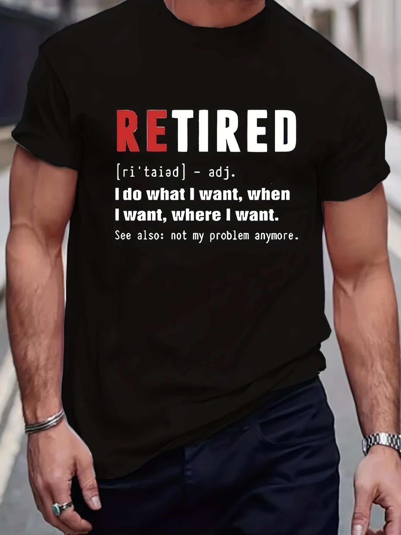 Interesting Retirement Definition Printed T-shirt, Men's T-shirt, Summer, Spring, Autumn Casual Short Sleeved T-shirt, Top As A Gift