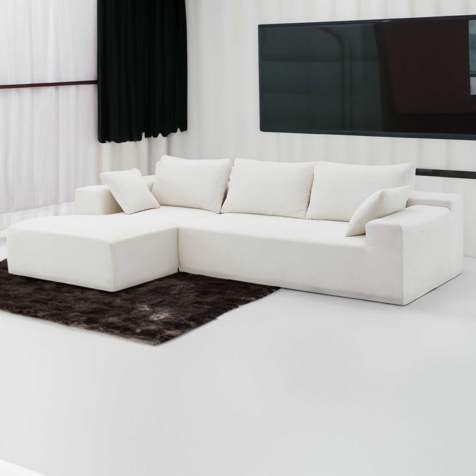 Ensemble de canapés de salon modulaires 109 x 68 pouces, style minimaliste moderne, blanc