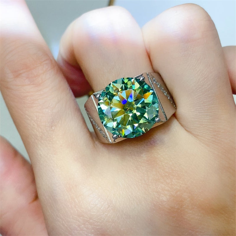 Chevalière en argent sterling 925 avec moissanite 10 carats