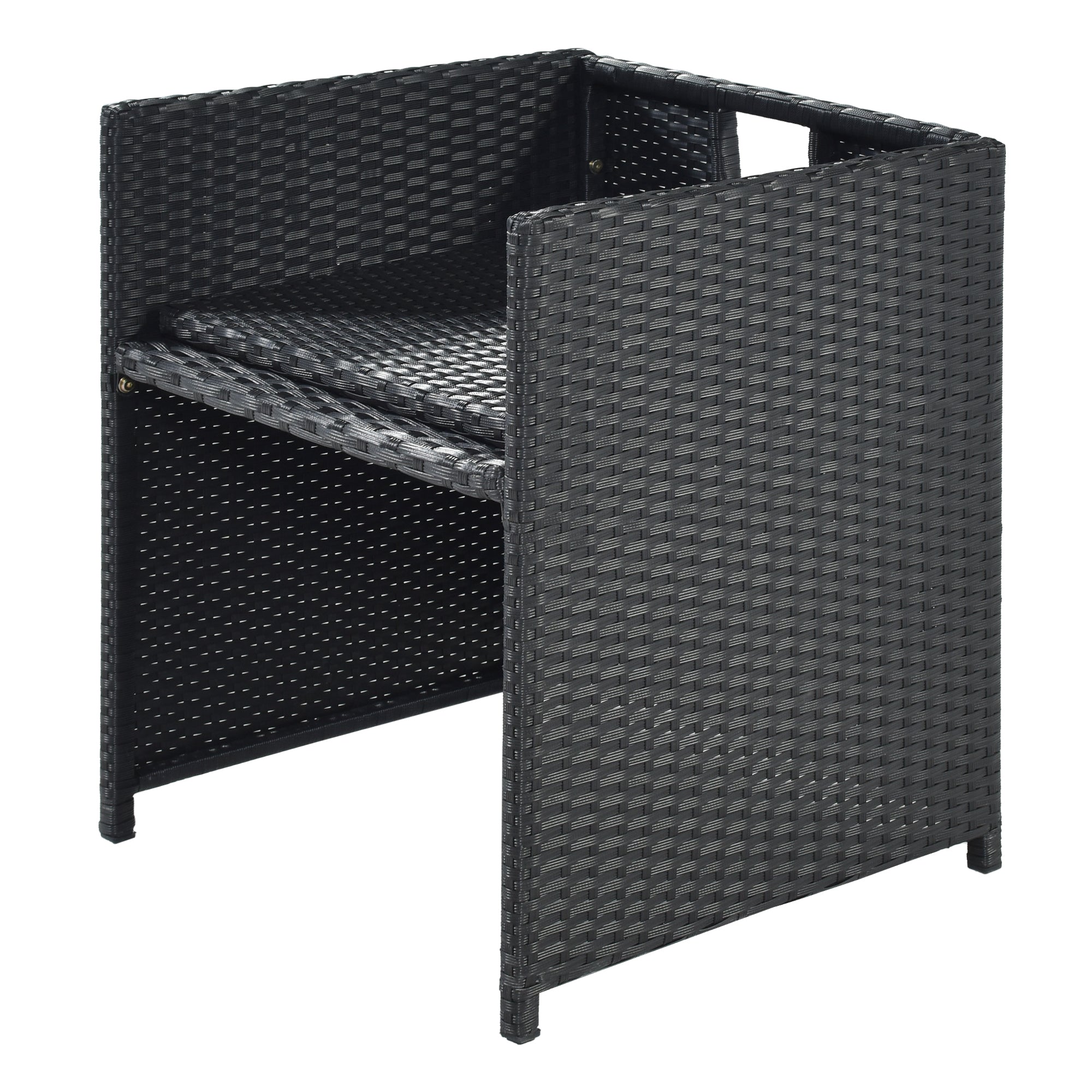 Ensemble de salle à manger TOPMAX Patio en osier PE toutes saisons avec plateau en bois pour 8 personnes, rotin noir et coussin beige (9 pièces)