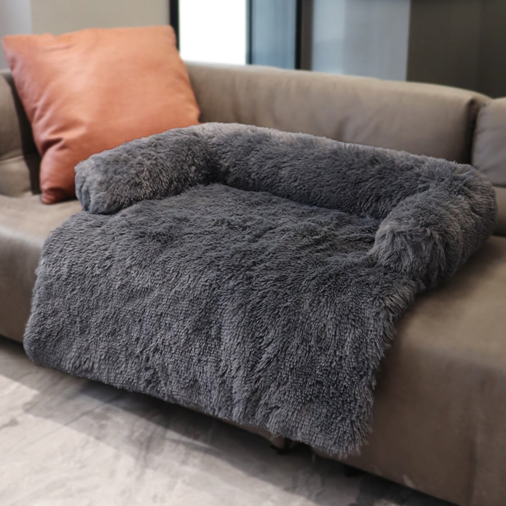 Grand canapé-lit d'hiver pour chien avec fermeture éclair, housse amovible, niche en peluche, tapis pour chat, canapé-lit pour grand chien