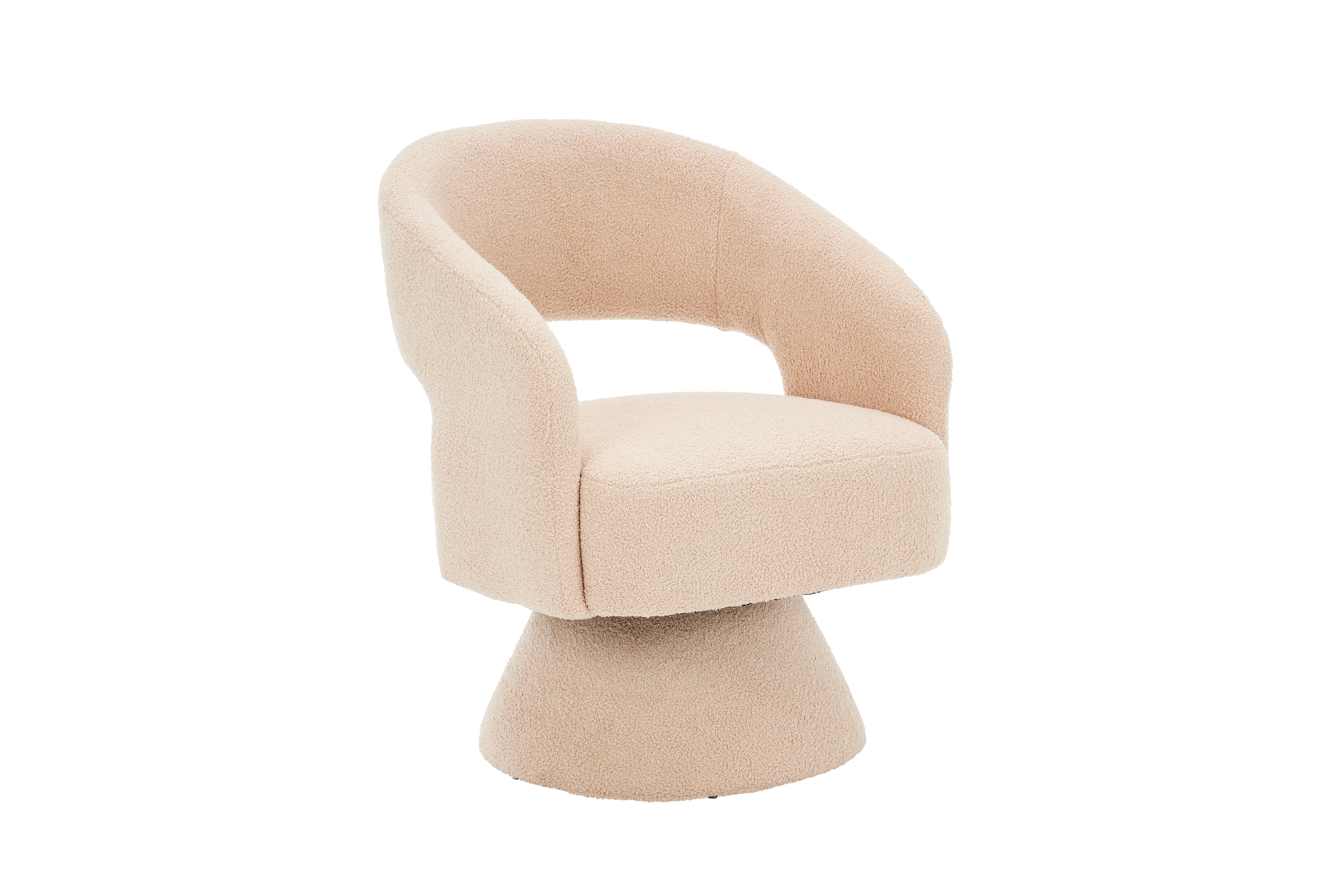 Swivel Accent Chair Armchair Round Barrel Chair in Fabric for Living Room Bedroom Nude Teddy