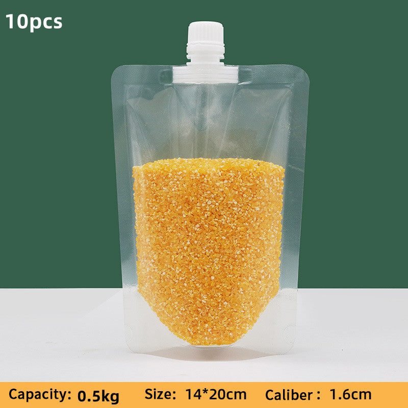 5/10pcs Grain Storage Bag Transparent Self-Supporting Nozzle Bag Sealed Storage Bag