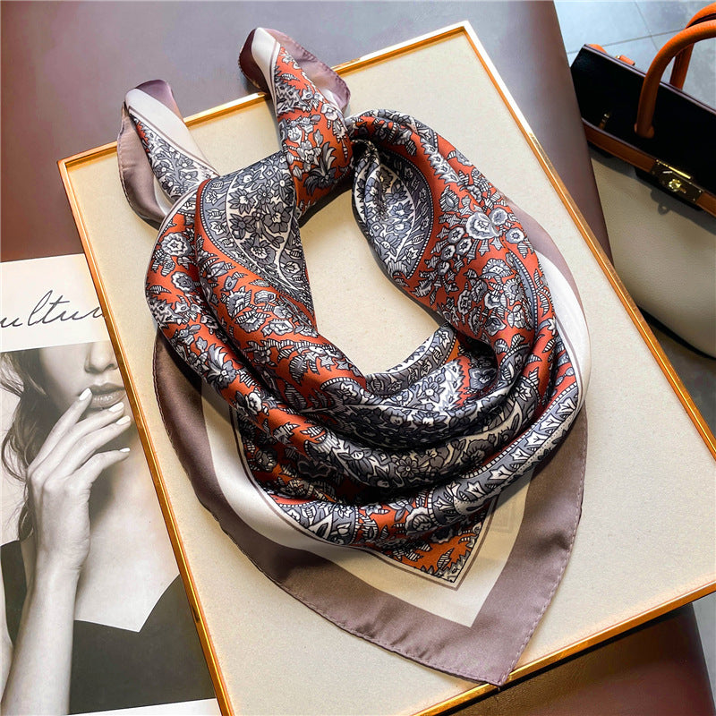 Foulards imprimés rétro noix de cajou foulards de tempérament polyvalents petits foulards carrés pour femmes foulards décoratifs