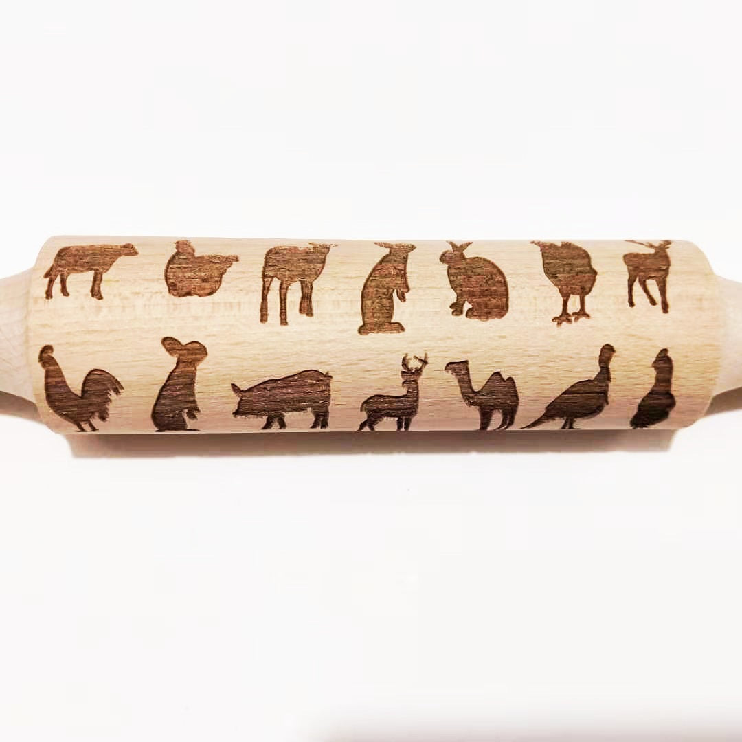Rouleau à pâtisserie en bois de hêtre gravé au laser, rouleau à pâtisserie imprimé, rouleau à pâtisserie en relief, rouleau à pâtisserie de Noël, rouleau à pâtisserie pour biscuits au sucre