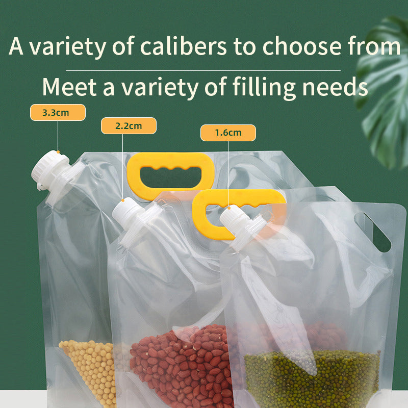 5/10pcs Grain Storage Bag Transparent Self-Supporting Nozzle Bag Sealed Storage Bag