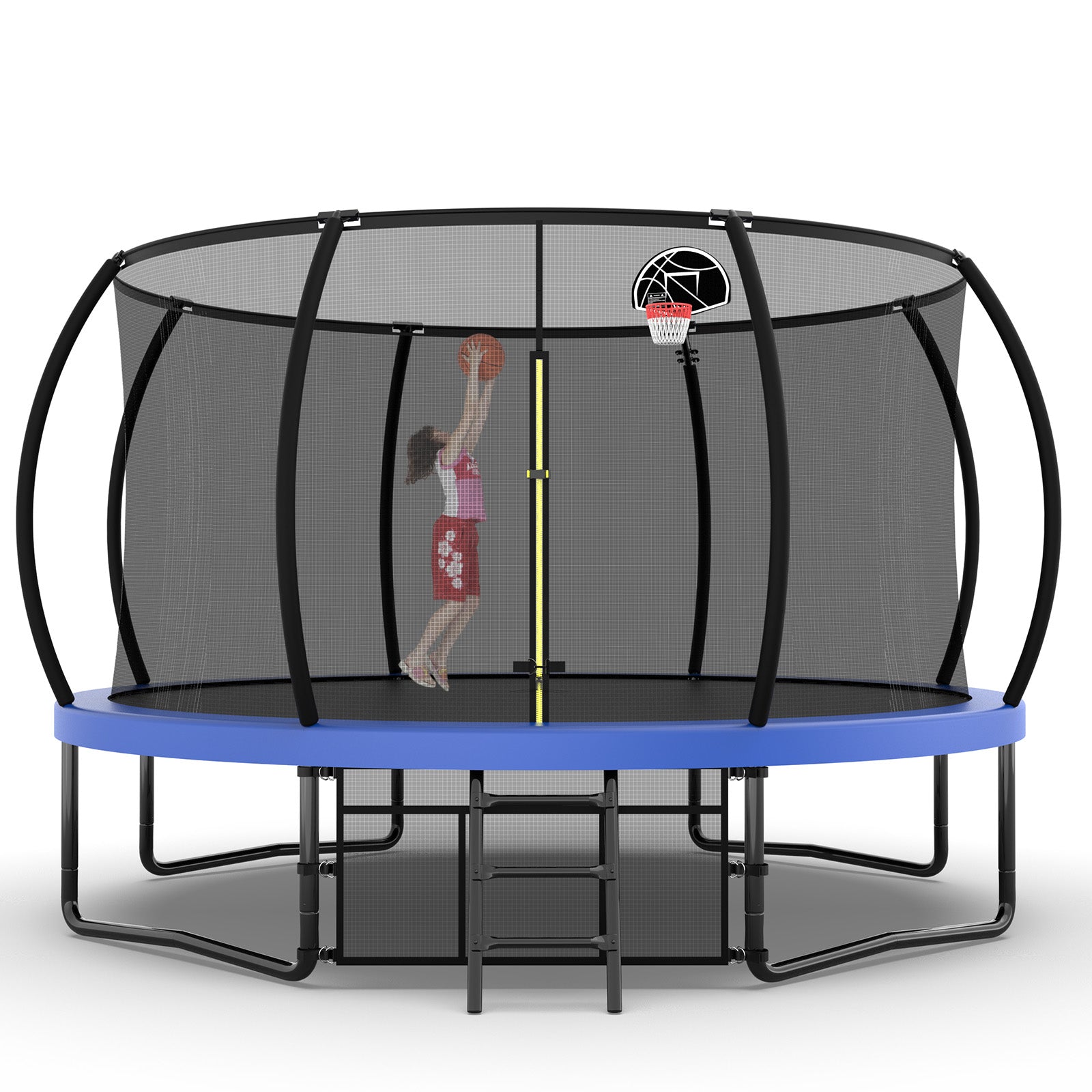 Trampoline de divertissement de 14 pieds avec clôture - échelle et revêtement antirouille, trampoline d'extérieur pour enfants approuvé ASTM