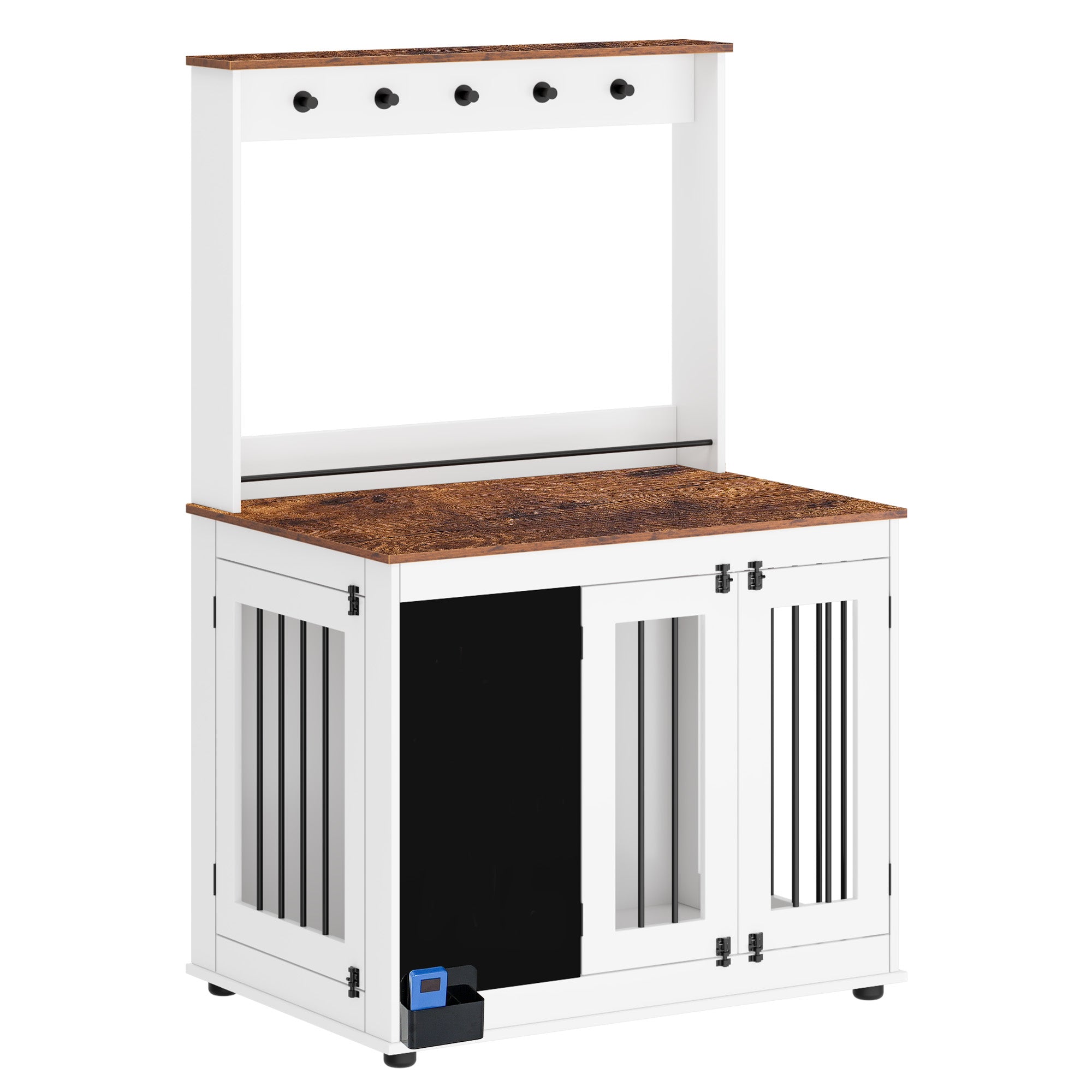 Cage pour chien, cage pour chien Graffiti, chenil avec doubles portes, mobilier d'intérieur de cage, cage pour chien en bois lourd, grand chien, blanc