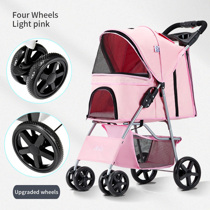 Chariot d'été léger pliable pour animaux de compagnie, chariot de voyage à quatre roues pour chiens