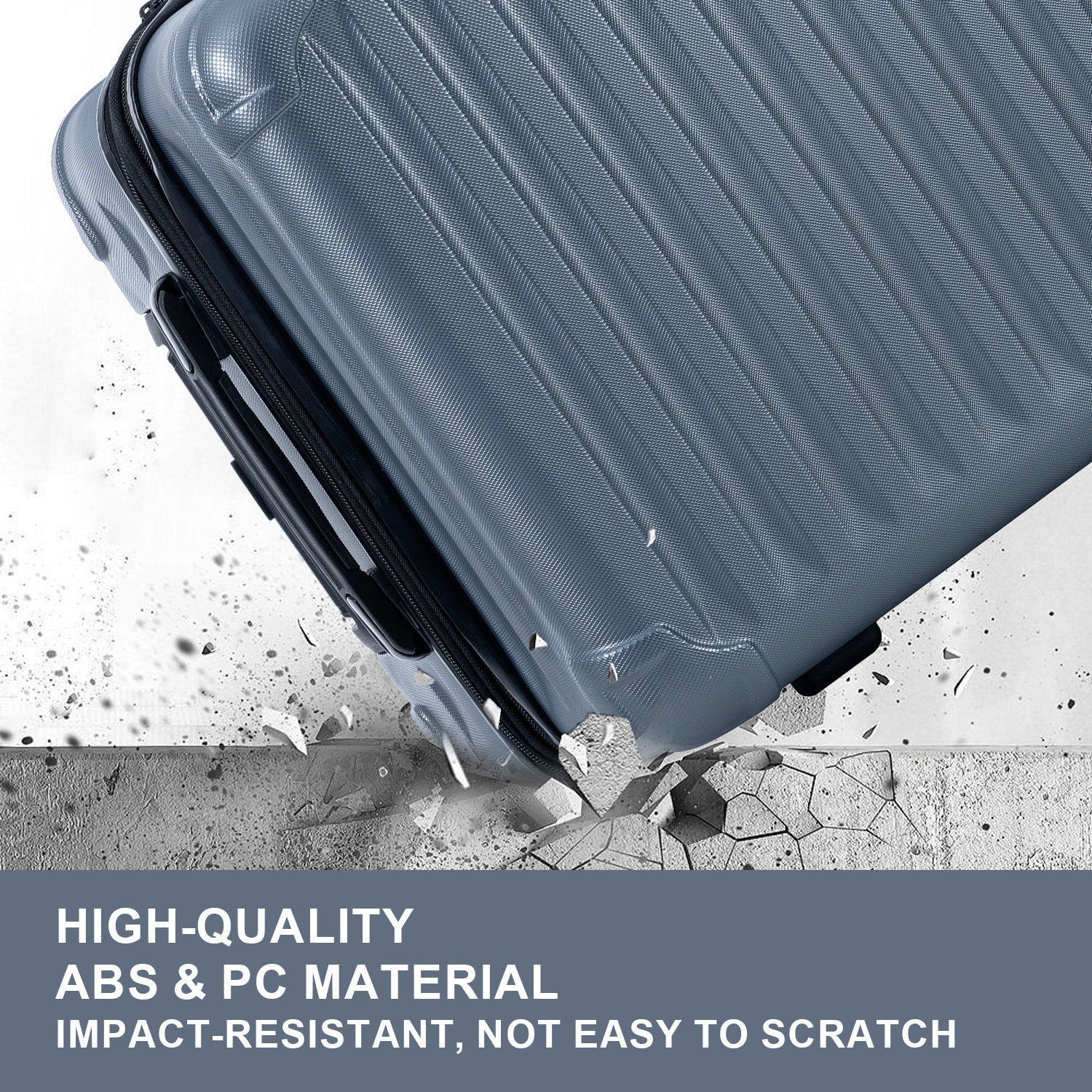 Ensemble de bagages extensibles, nouveau modèle, ABS et PC, 3 pièces, avec roulettes pivotantes, serrure TSA légère (20/24/28), gris acier