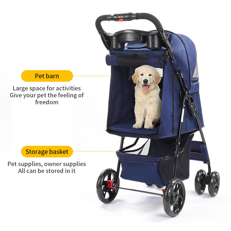 Chariot d'été léger pliable pour animaux de compagnie, chariot de voyage à quatre roues pour chiens