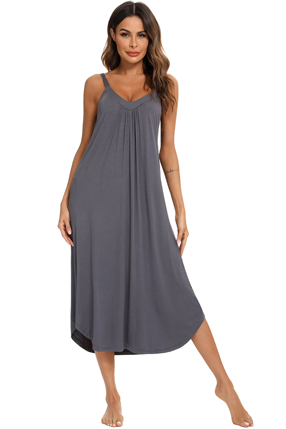 Robe midi décontractée à col en V