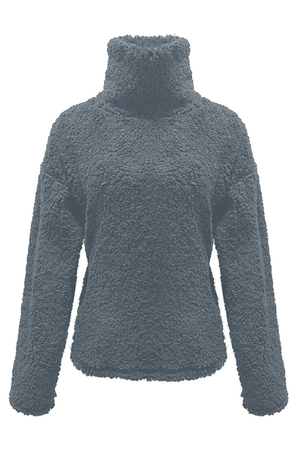 Sweat-shirt à manches longues et col roulé duveteux