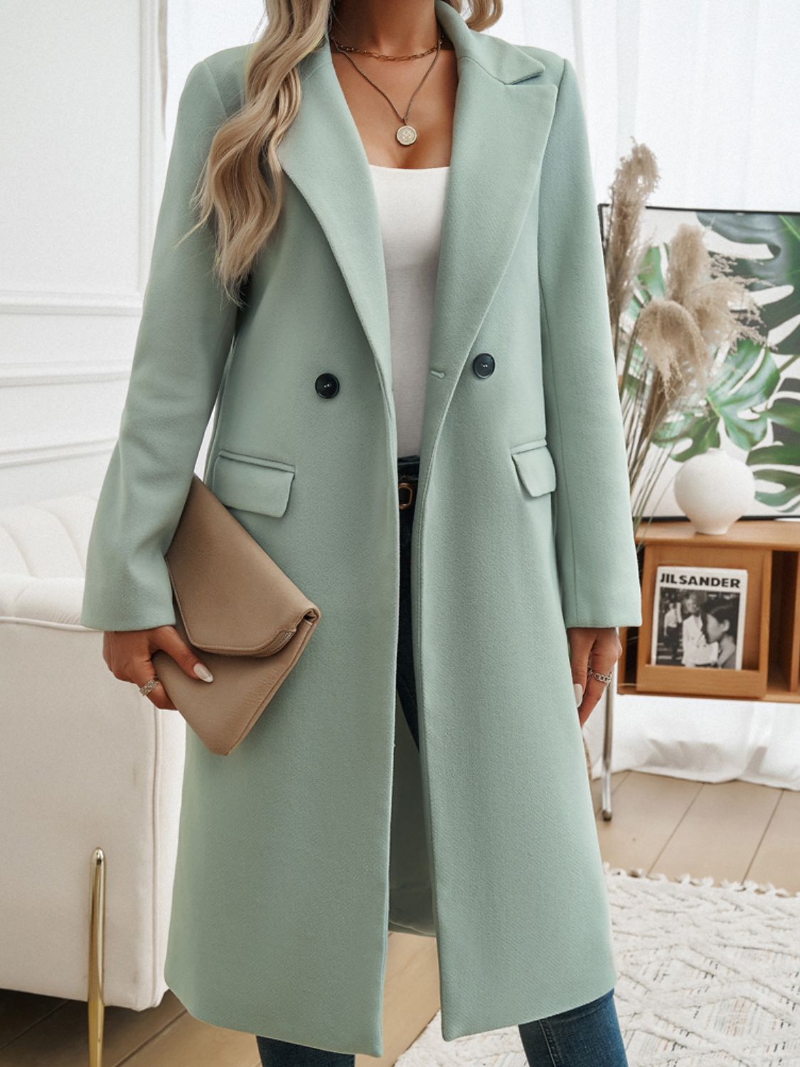 Manteau à manches longues et col à poches Devine