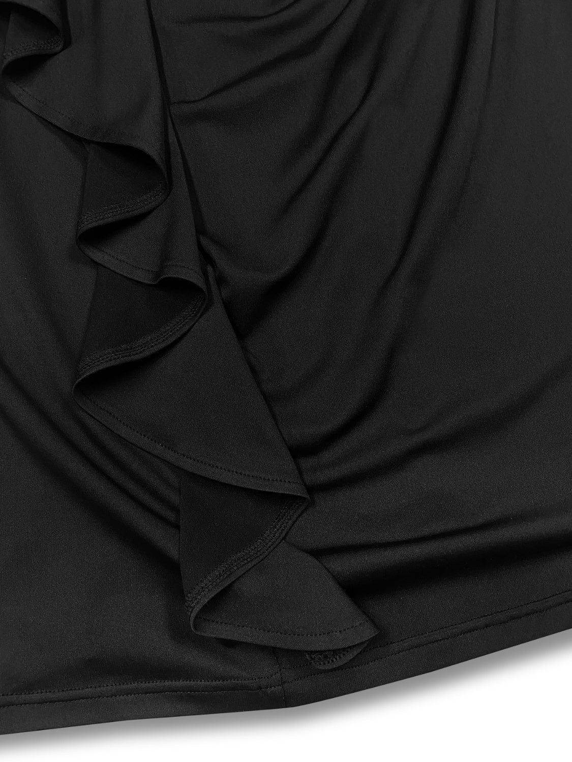 Robe grande taille à volants, col rond et manches longues