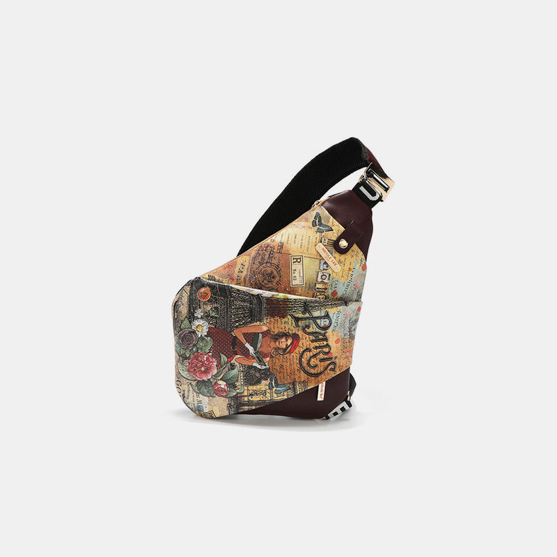 Sac bandoulière en cuir vegan à motif léopard et lèvres Nicole Lee USA