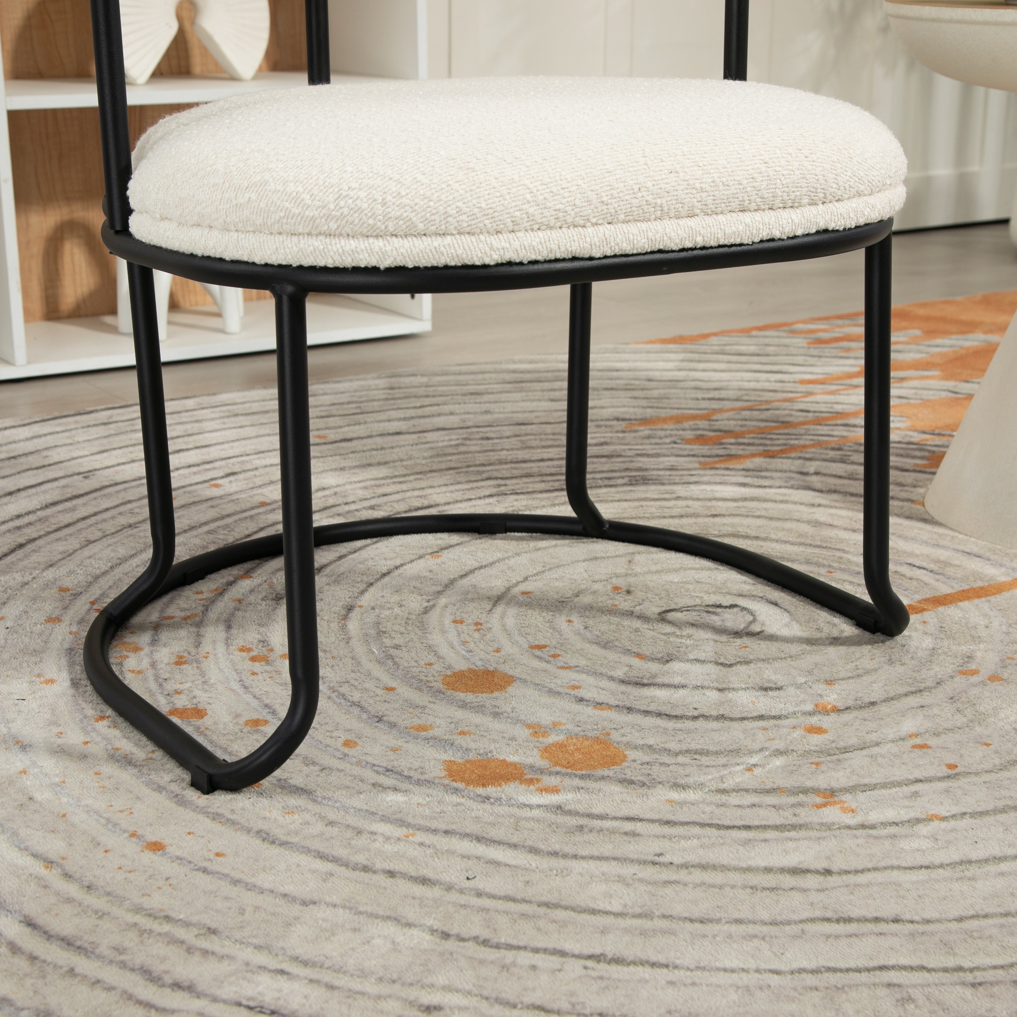 Ensemble de deux chaises de salle à manger COOLCOOL Boucle, chaise médiévale moderne à dossier incurvé, coussin rond (Boucle beige)