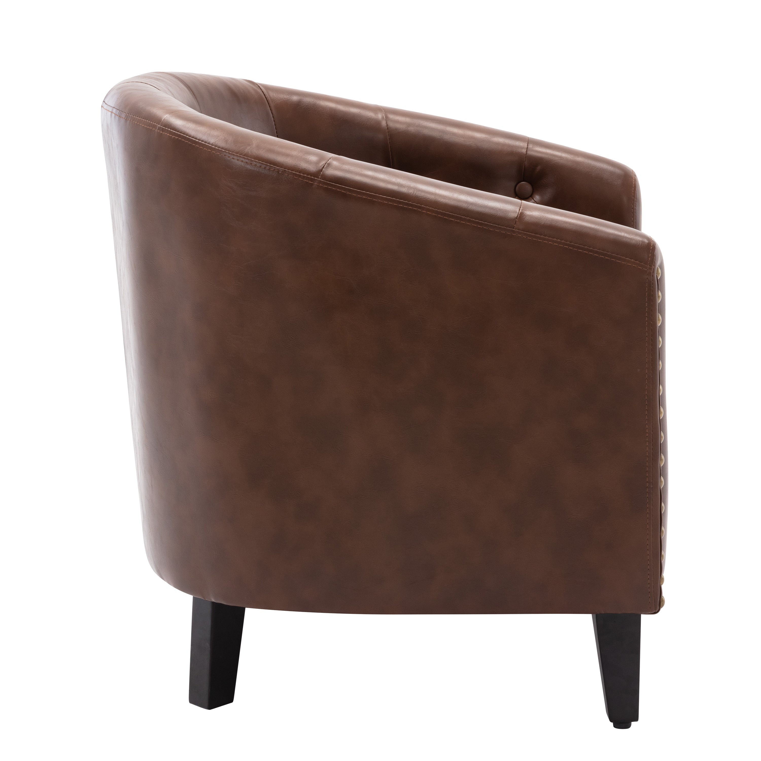 Fauteuil tonneau capitonné en cuir synthétique pour salon, chambre à coucher, club