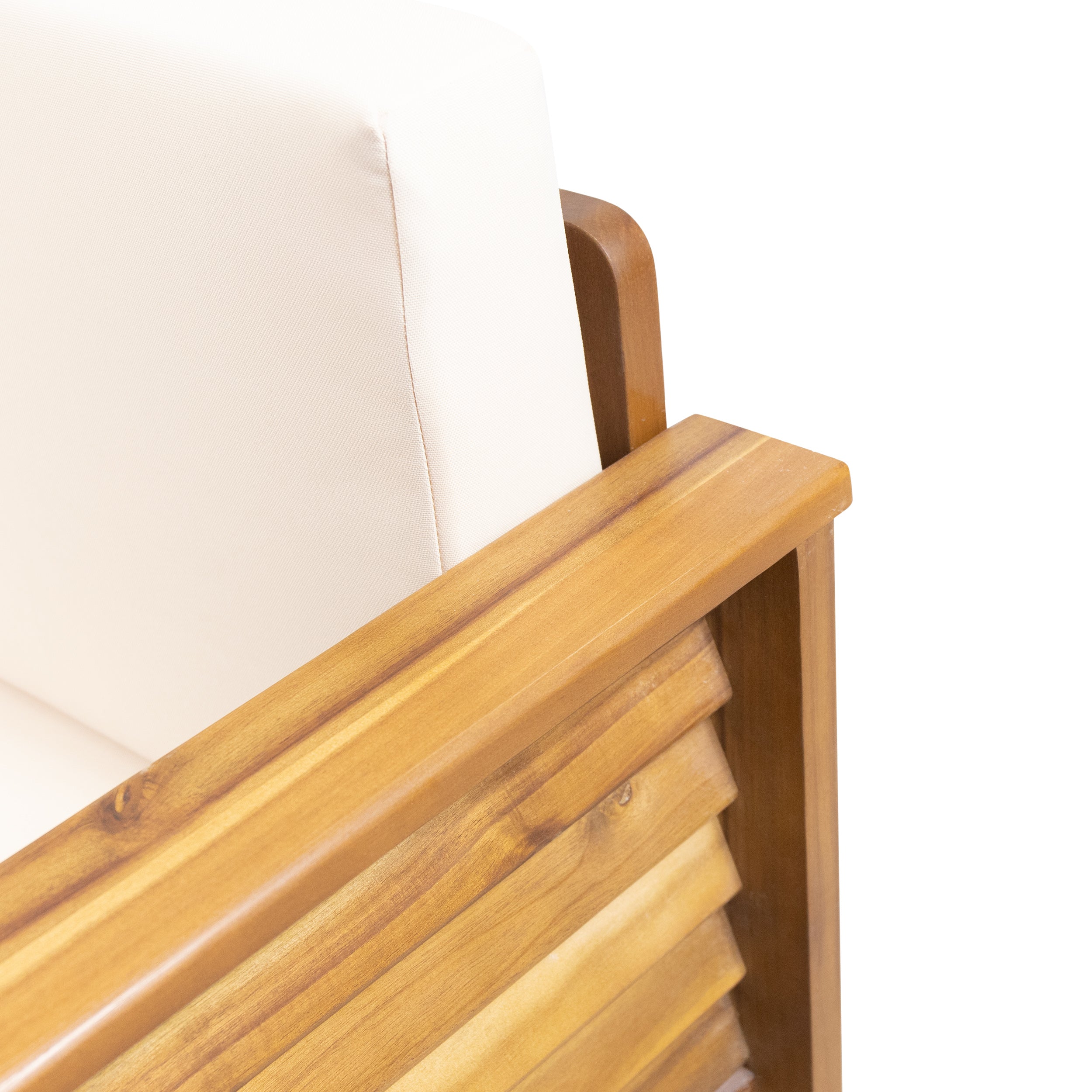 (Lot de 2) Chaises club d'extérieur en bois d'acacia avec coussins, teck + beige, 27,75"P x 32"L x 27,75"H