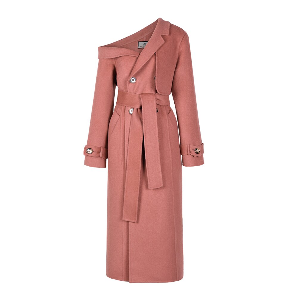 Manteau haut de gamme en laine double pour femme, pardessus asymétrique, nouvelle mode féminine, manteau en laine populaire pour femme