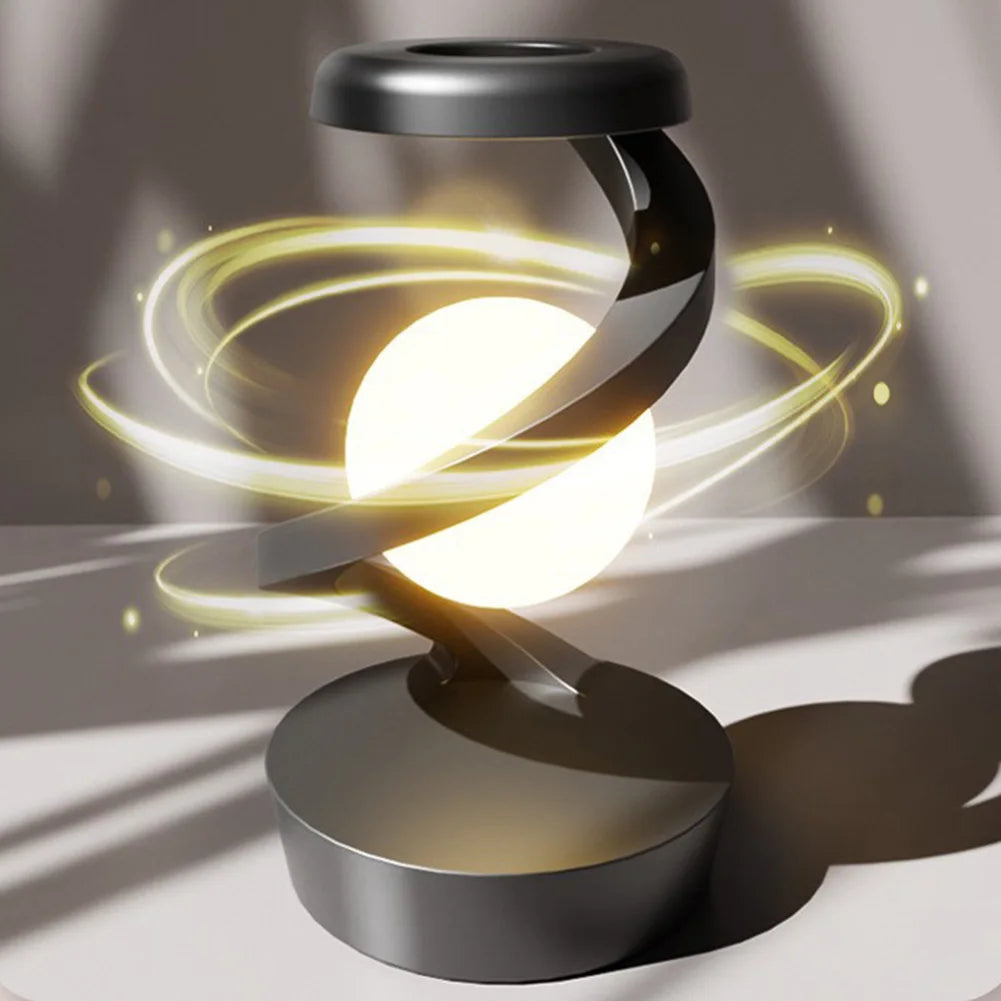 Lampe de table flottante en forme de lune à LED RVB avec chargeur sans fil pour bureau, chambre à coucher, maison