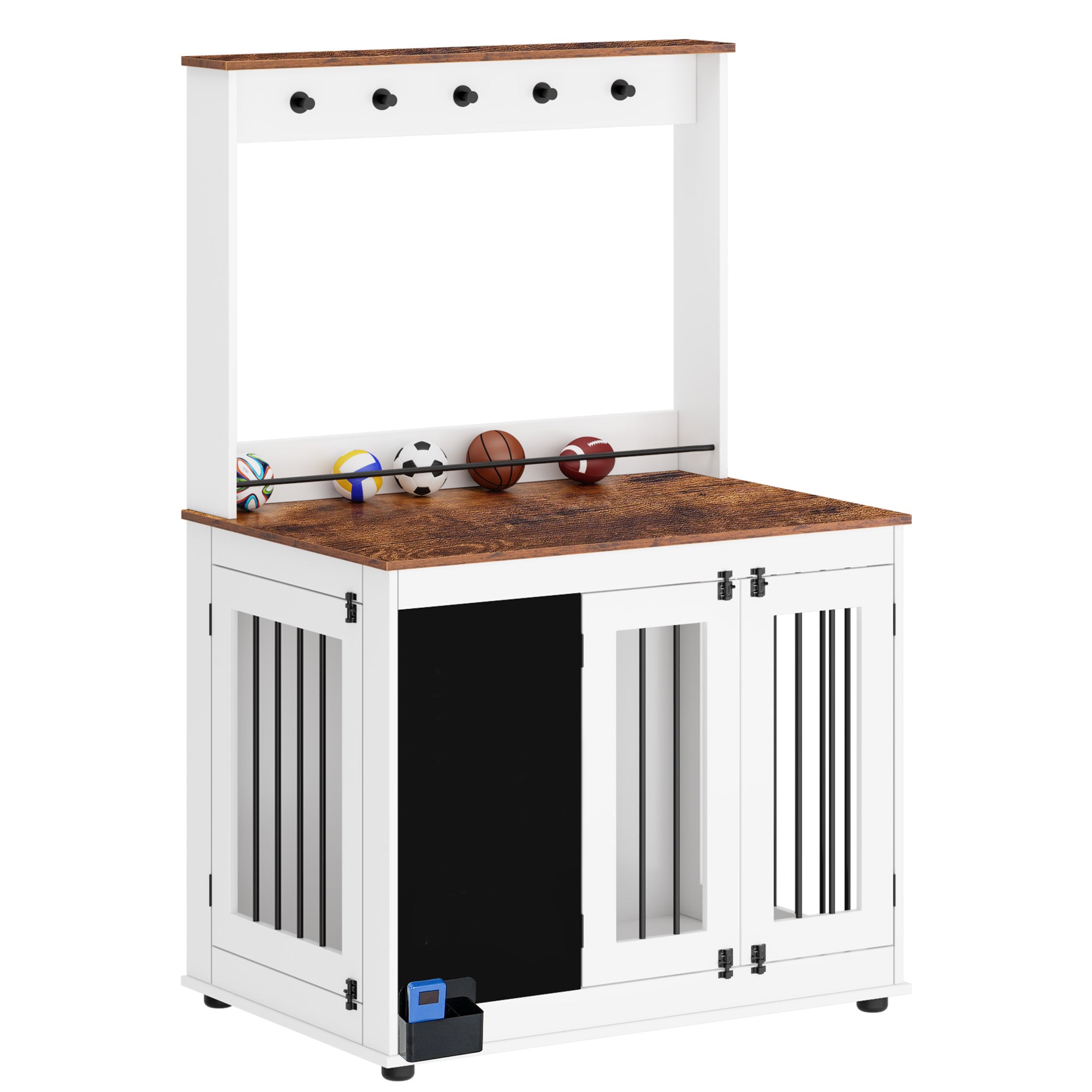 Cage pour chien, cage pour chien Graffiti, chenil avec doubles portes, mobilier d'intérieur de cage, cage pour chien en bois lourd, grand chien, blanc