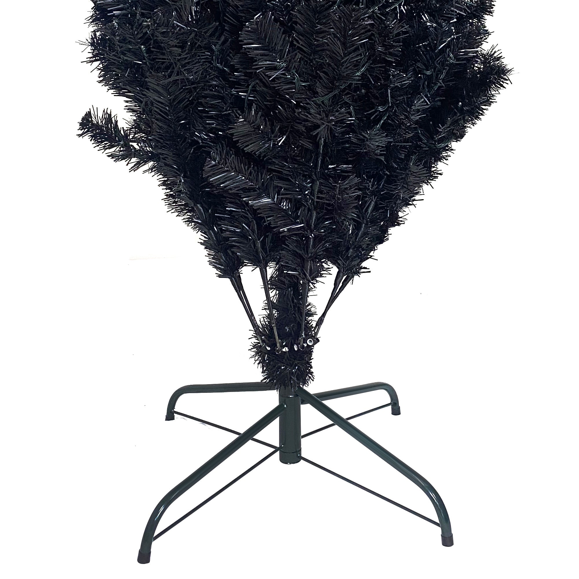 Sapin artificiel d'Halloween à sommet incurvé de 6 pieds, avec 1080 pointes de branches luxuriantes et 300 lumières LED dans un style de Noël et d'Halloween