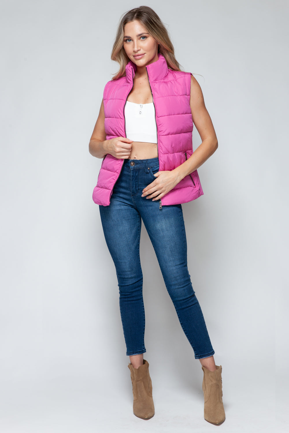 Gilet à col roulé zippé snob avec poches